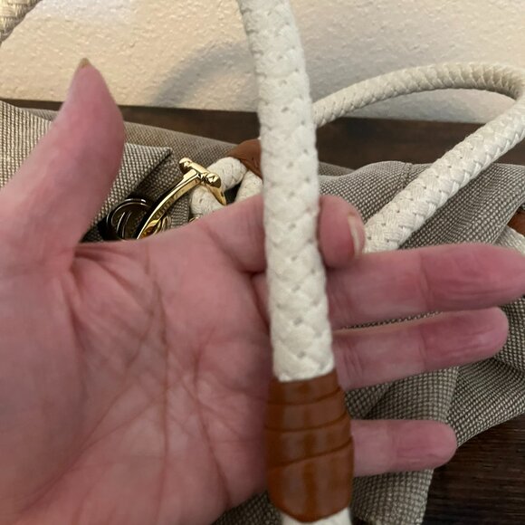 Michael Kors Canvas Leather Gold Hardware Nautical Inspired Handbag Satchel - Picture 10 of 14